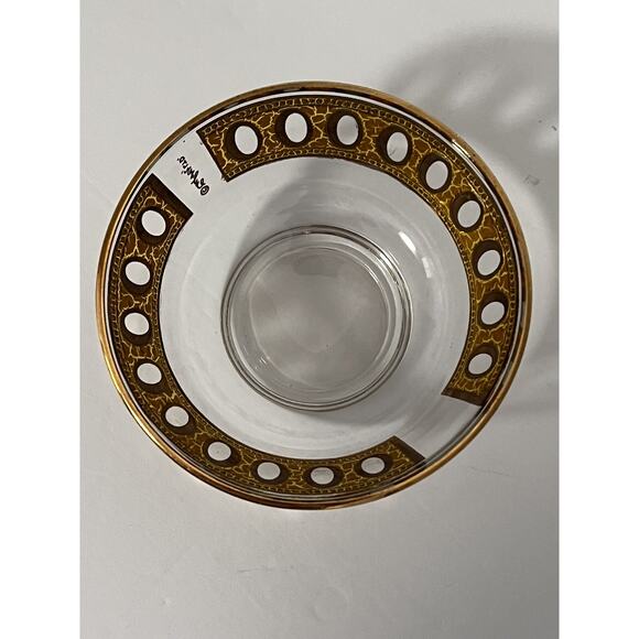 Vtg Culver Gold Antigua Glass Bowl Crackled MCM 5” Snack Trinket Candy Dish - Picture 15 of 16